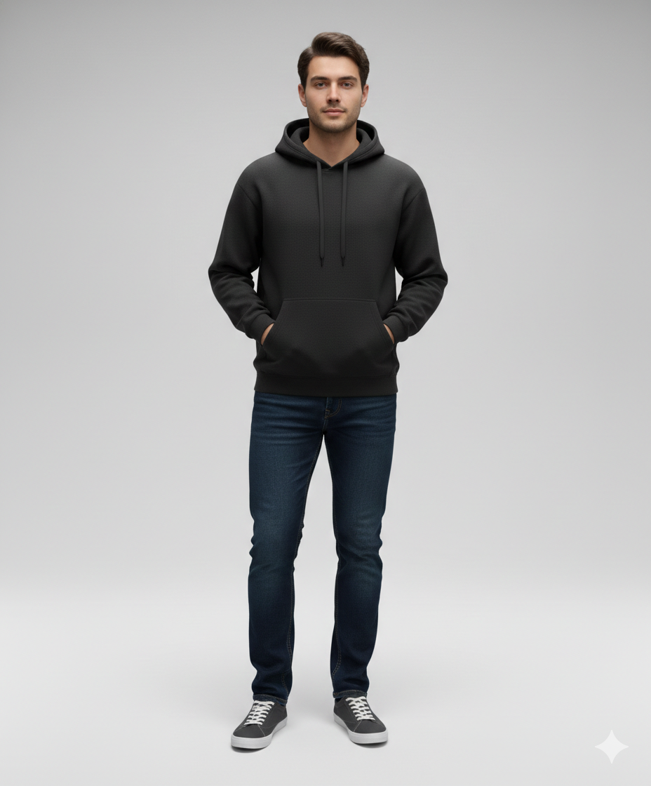 Abrigo Hoodie sin Zipper en Poliéster con Capucha