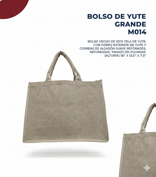 Bolso de Yute Grande M014 y Pequeño M015 – Bolsos Ecológicos Resistentes y Personalizables