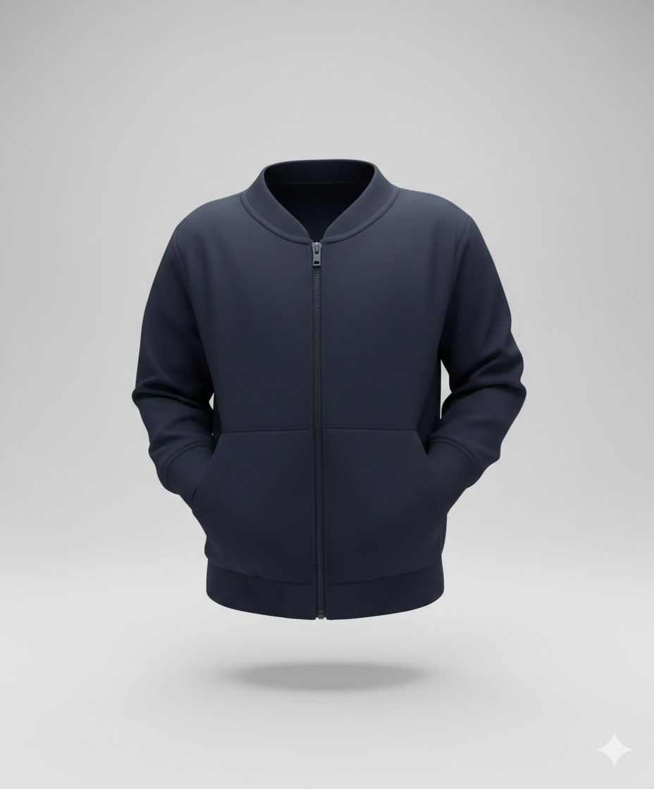 Abrigo Escolar sin Capucha Azul Marino con Zipper